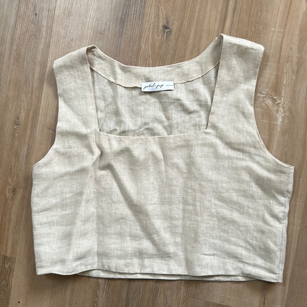 Beige Linen squareneck tank
